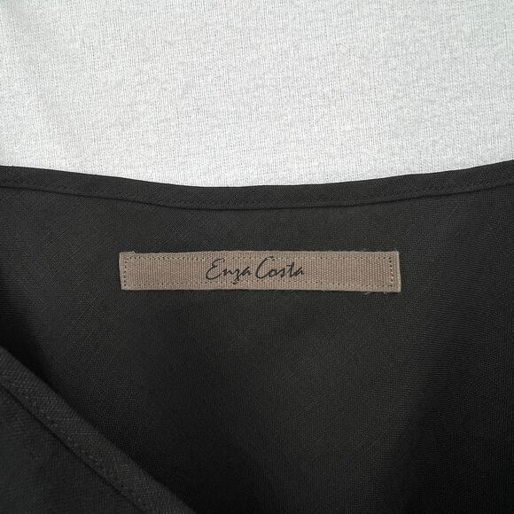 ENZA COSTA Linen Bias Slip Dress Womens Small Black Mini Spaghetti Strap Travel - Picture 9 of 15